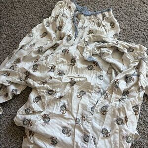Aerie White Pajama Set with Bear Print